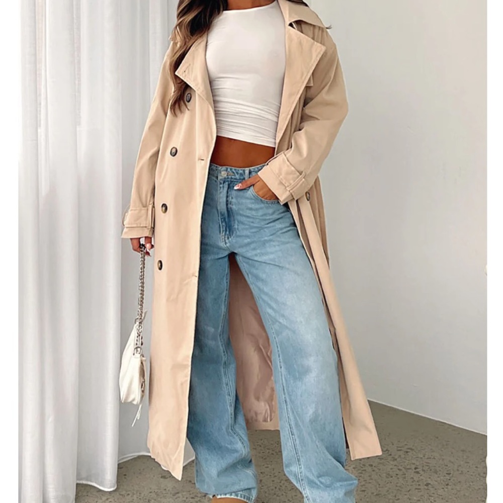 Women's lapel Trench wrap Women Coat Long belted new